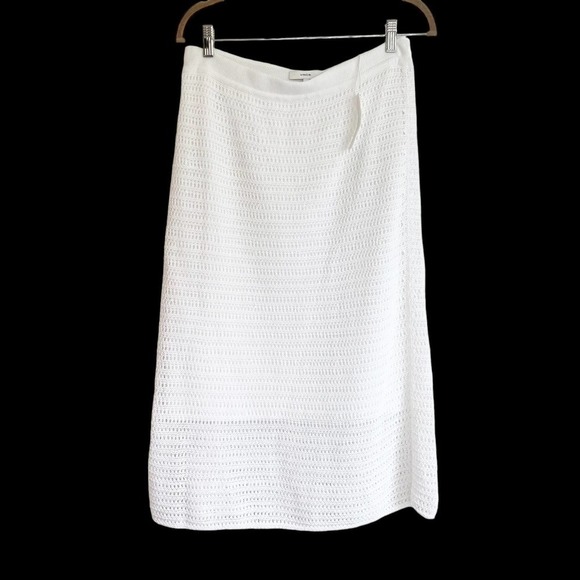 Vince Crochet Coverup Skirt Optic White Size M Repaired NWT - Picture 4 of 12